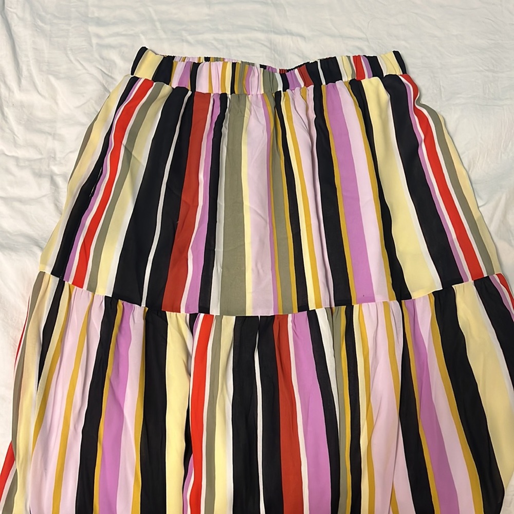 LOFT Striped Tiered Maxi Skirt